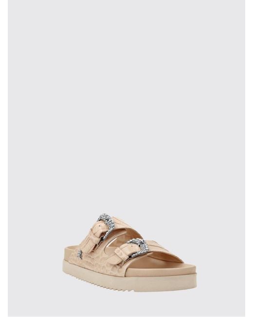 Philipp Plein Natural Croc-Effect Leather Sandals With Straps And A Jewel Buckle