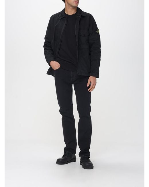Stone Island Black Denim Straight Jeans for men