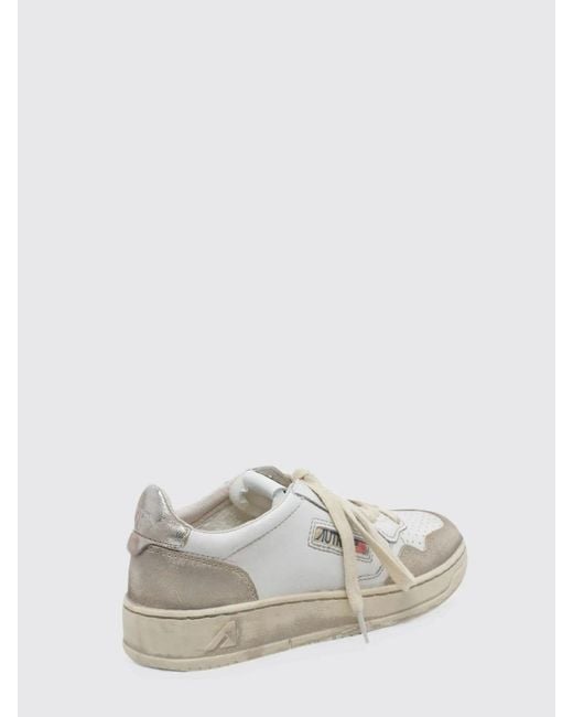 Autry White Medalist Low Super Vintage Bicolour Leather Trainers With Worn Effect