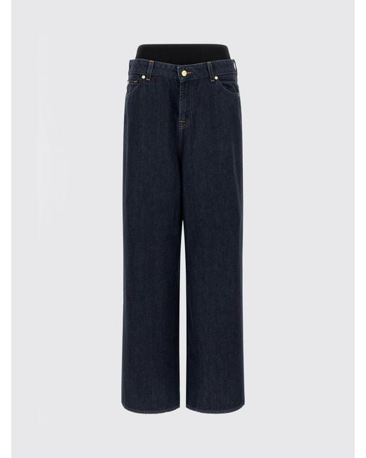 7 For All Mankind Blue Wide-Leg Cotton Denim Jeans
