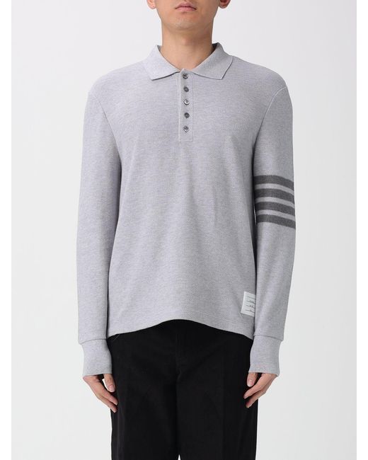 Thom Browne Gray 4-Bar Cotton Polo for men