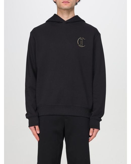 Just Cavalli Blue Embroidered Logo Hoodie for men