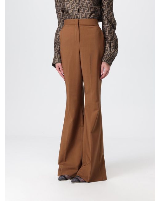 Fendi Brown Wool Blend Flared Trousers