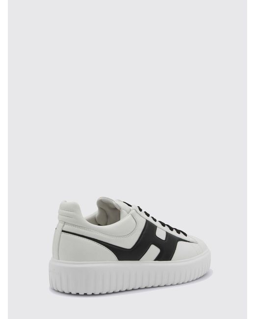 Hogan White H-Stripes Leather Sneakers for men