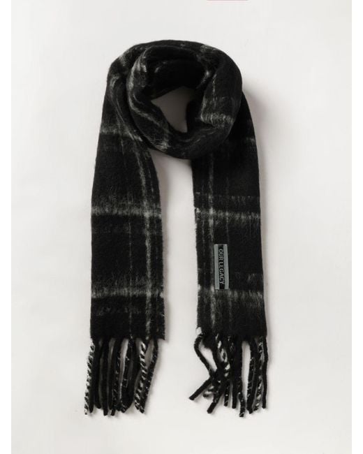 Our Legacy Black Estate Check Fringed Scarf for men