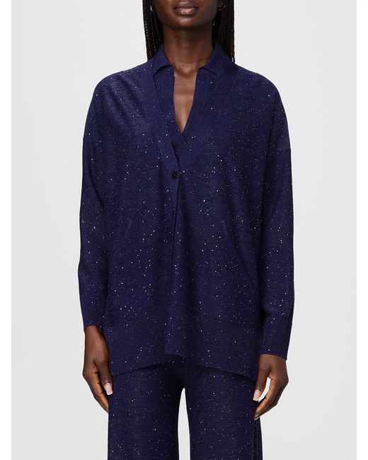 Kangra Blue Viscose Blend Cardigan With Sequins