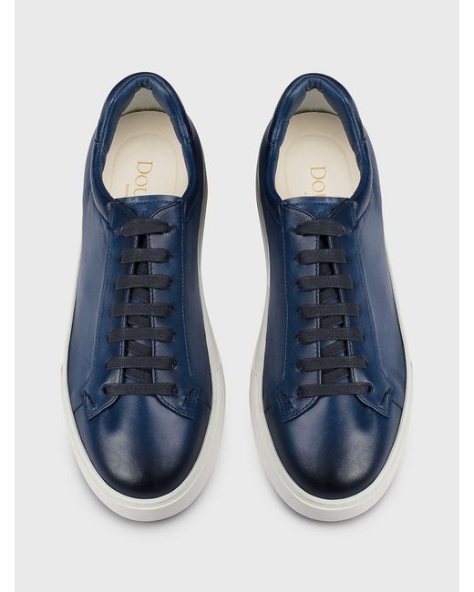 Doucal's Blue Leather Sneakers for men