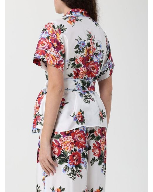 Dolce & Gabbana White Dolce &Amp Gabbana Floral Silk Shirt