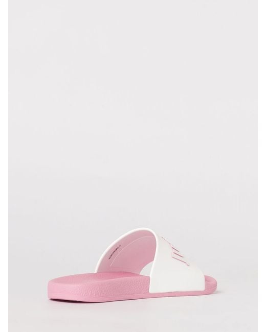 Just Cavalli Pink Rubber Sliders With Printed Logo