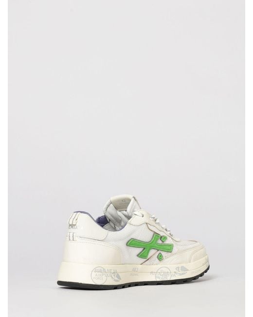 Premiata White Nous Perforated Suede Sneakers for men