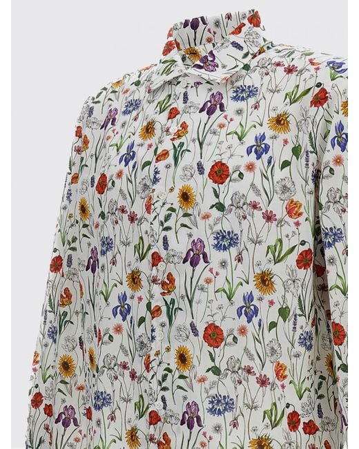 Junya Watanabe Blue Cotton Shirt With Floral Print for men