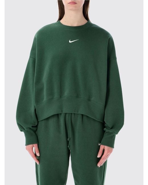 Nike Green Cotton Crewneck Sweatshirt With Logo