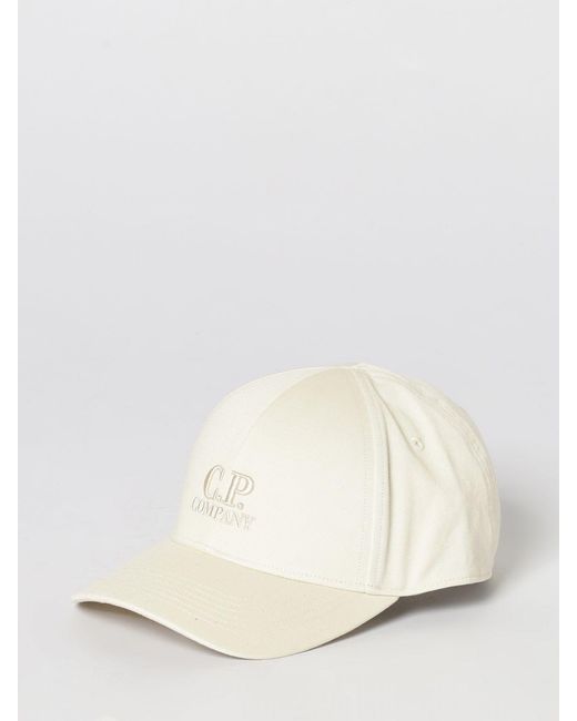 C P Company Natural Embroidered Logo Cotton Cap for men