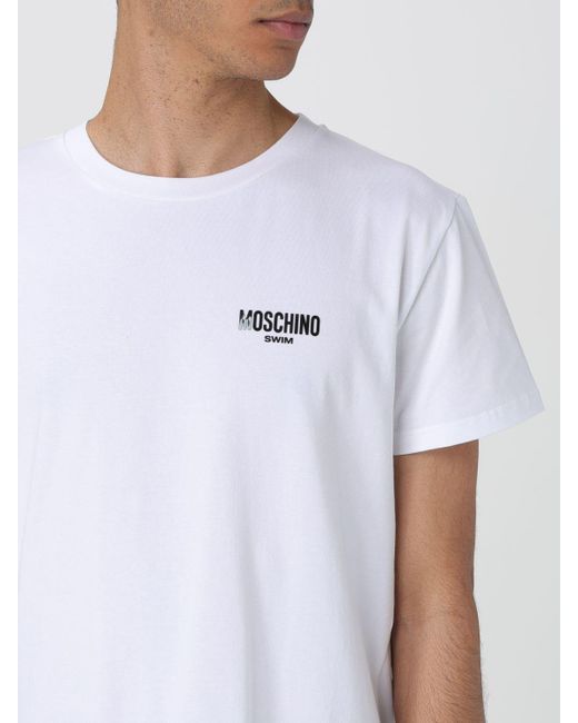 T-shirt in cotone di Moschino in White da Uomo