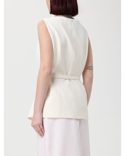 Liu Jo White Crepe Vest With Belt