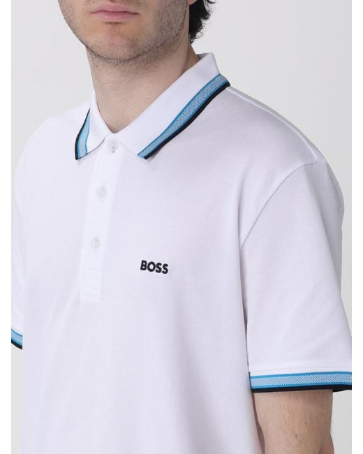 Polo Básico De Algodón Boss de hombre de color White