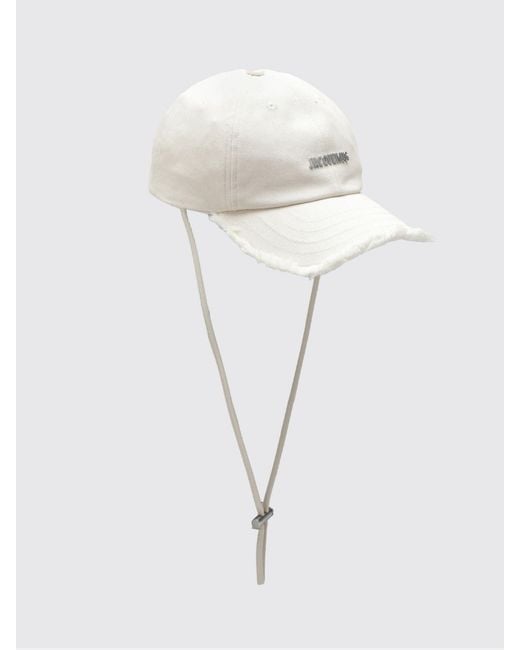 Jacquemus White Cotton Baseball Cap With Logo for men