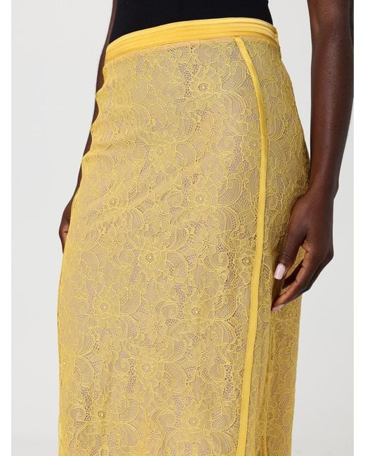 Elisabetta Franchi Yellow Lace Midi Skirt
