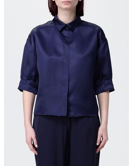Alberta Ferretti Blue Silk Organza Shirt