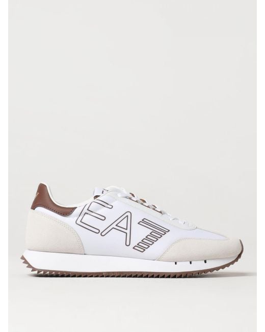 Sneakers in camoscio sintetico e nylon di EA7 in White da Uomo