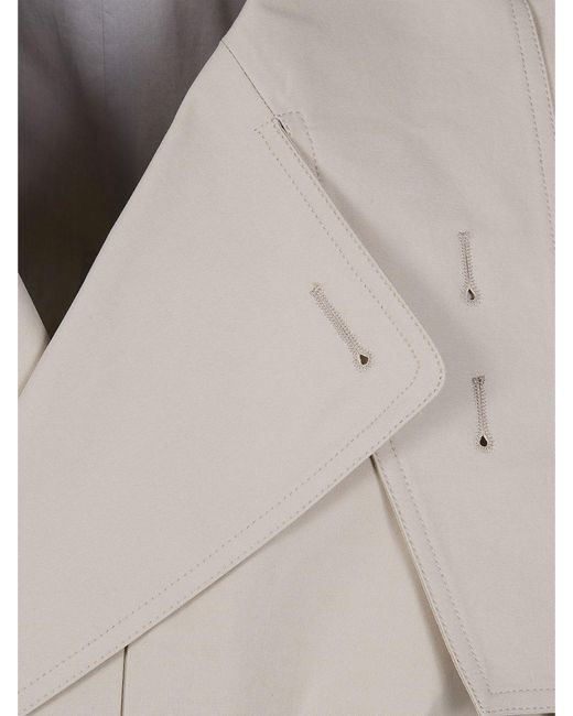 Rick Owens Natural Double Breasted Stretch Cotton Trench Coat for men
