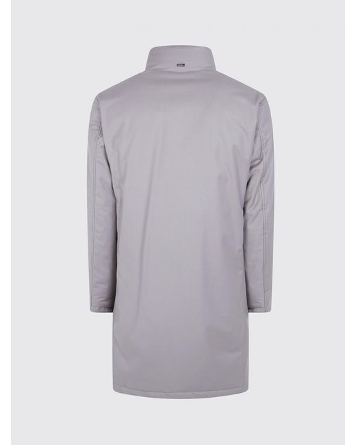 Herno Gray Double-Layer Down-Padded Single-Breasted Coat for men