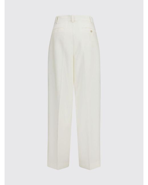 Calvin Klein White High-Waisted Merino Wool Palazzo Pants