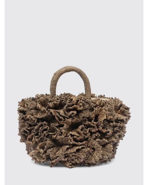 IBELIV Brown Coral Raffia Handbag