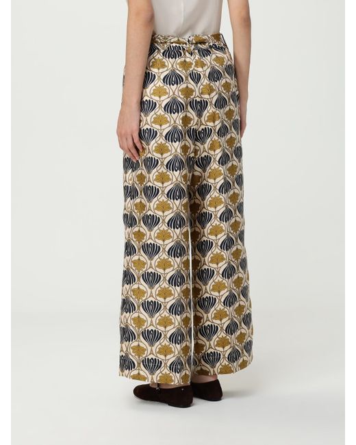 Max Mara Red Elegant Trousers With All-Over Graphic Print And Waist Tie