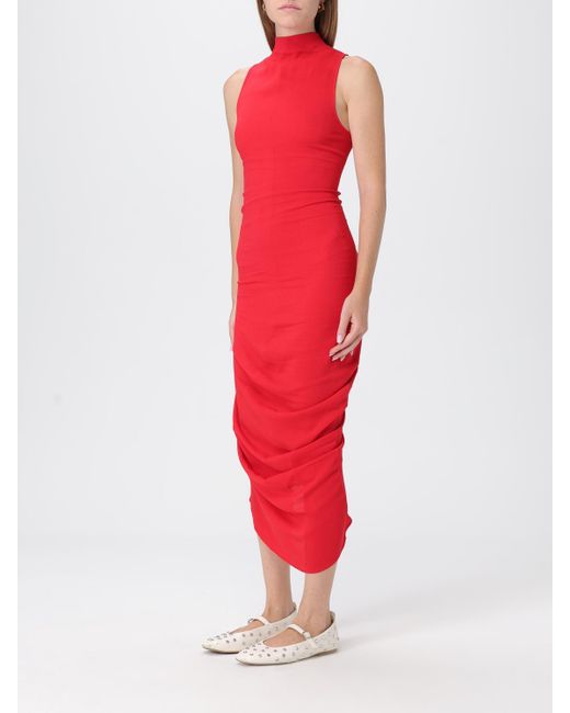 Vestido Midi J De Crepe Drapeado Jacquemus de color Red