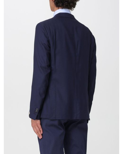 Corneliani Blue Single-Breasted Wool Blazer With Classic Lapels And Patch Pockets for men