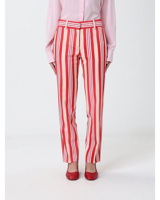 Ermanno Scervino Red Striped Skinny Pants
