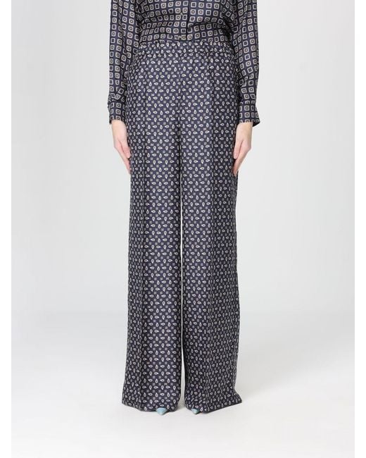 Max Mara Gray Paisley Silk Trousers