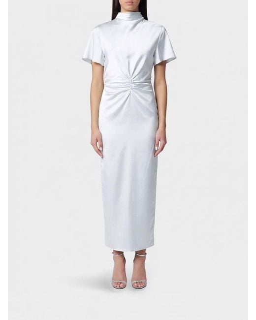 ROTATE BIRGER CHRISTENSEN White Ruched Waist Midi Sheath Dress