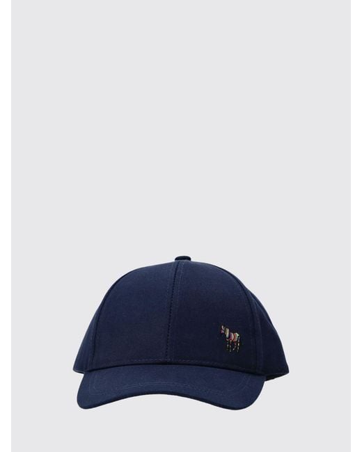 Paul Smith Blue Cotton Baseball Cap With Logo Patch for men