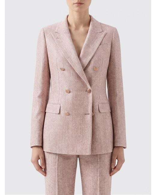 Tagliatore Pink Cotton Double-Breasted Blazer