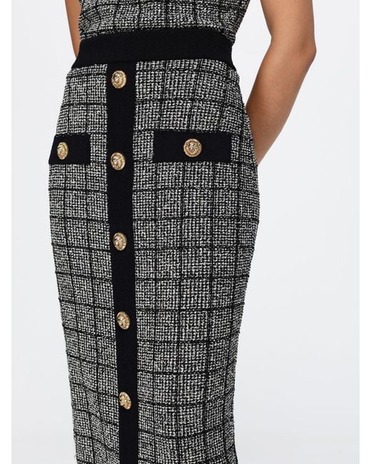 Balmain Black Knitted Midi Skirt