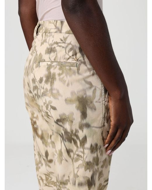 Mason's Natural Printed Stretch Cotton Cropped Fit Trousers