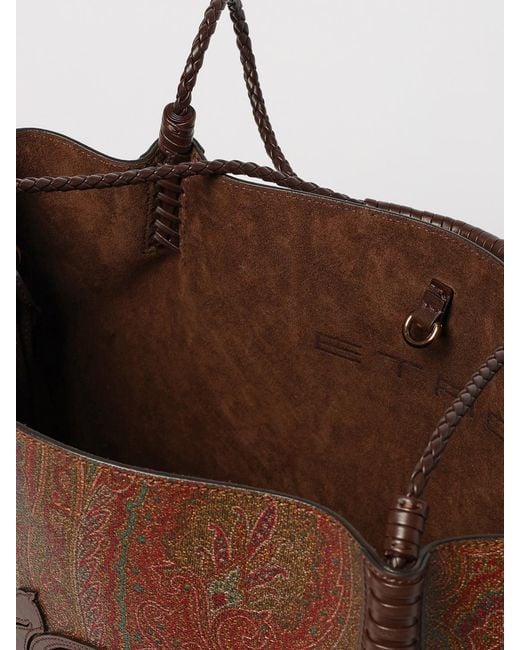 Etro Brown Paisley Libra Coated Cotton Bag