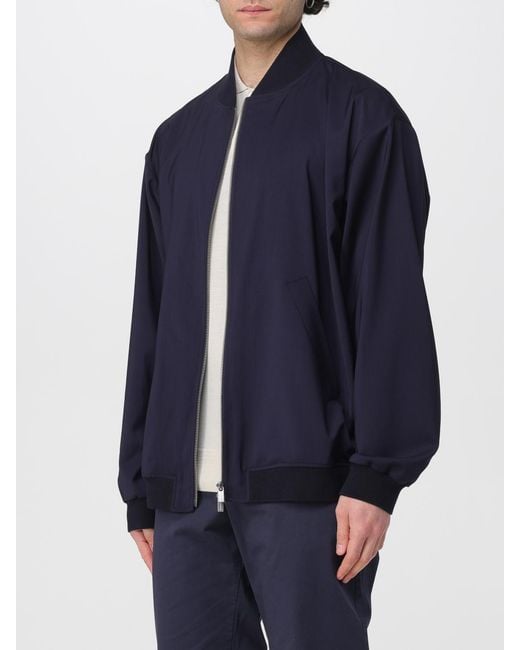 Barena Blue Relaxed Virgin Wool Bomber Jacket for men