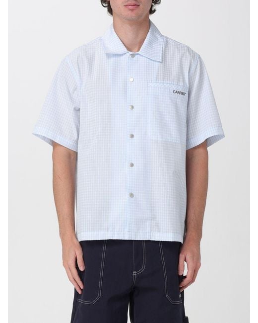 Carrera White Short-Sleeve Cotton Bowling Shirt With Patch Pocket for men
