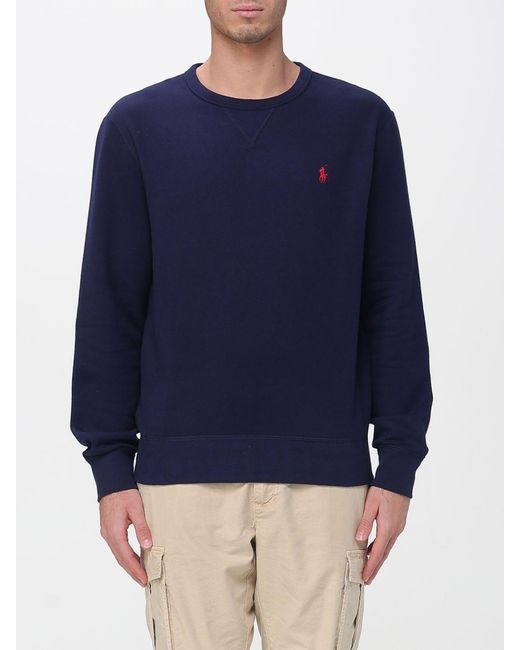 Polo Ralph Lauren Blue Cotton Crew-Neck Sweatshirt With Pony Logo for men