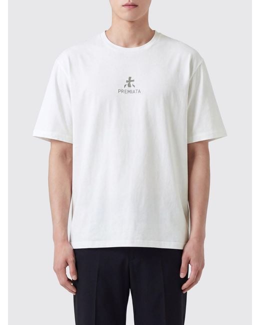 Premiata White Crewneck Cotton T-Shirt With Contrast Logo for men