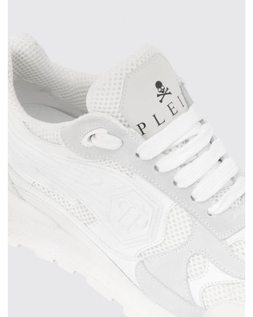 Philipp Plein White Leather And Mesh Sneakers for men