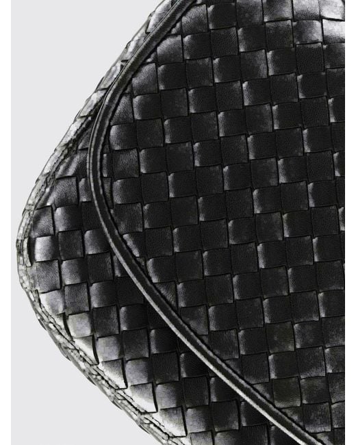 Bottega Veneta Black Intrecciato Woven Nappa Leather Messenger Bag for men