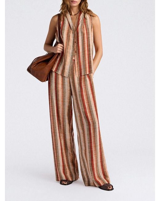 Momoní Orange MomonÌ Striped Silk Palazzo Trousers