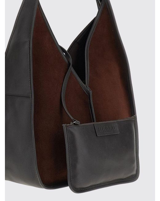 Hereu Brown Calella Suede Calf Leather Tote Bag With Removable Pouch And Tie Fastening