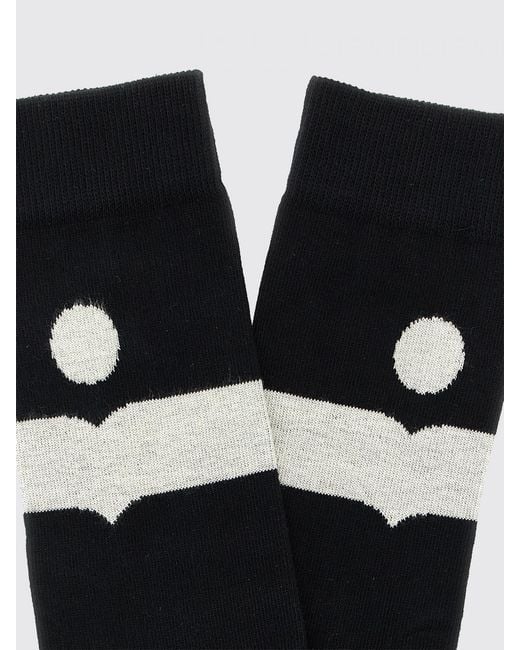 Isabel Marant Black Jacquard Logo Stretch Cotton Socks
