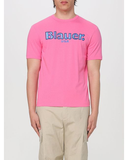 Blauer T-shirt in Pink für Herren