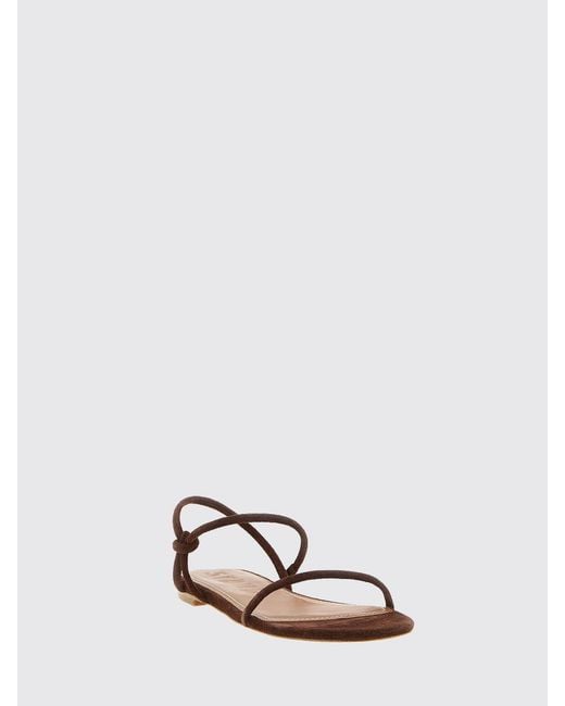 Staud White Laurel Low-Heeled Suede Sandals With Open Toe